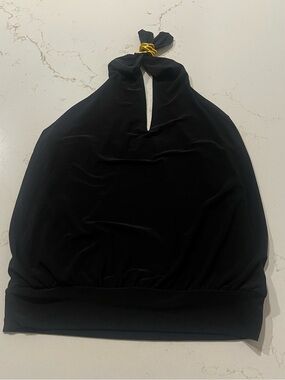 Express Black Halter Top with Gold Accent